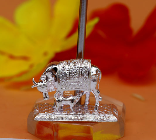 Divine cow with calf 925 sterling silver Kamdhenu cow, deity's cow, wishing cow, silver worshipping article for wealth and prosperity art639 - TRIBAL ORNAMENTS