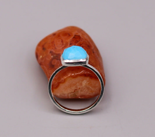 BLUE TURQUOISE STONE 925 SOLID SILVER UNISEX RING BAND GORGEOUS JEWELRY sr90 - TRIBAL ORNAMENTS