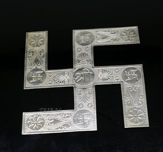 4x4 inches 925 sterling silver handmade swastika amazing divine holy swastik for your home and temple su892 - TRIBAL ORNAMENTS